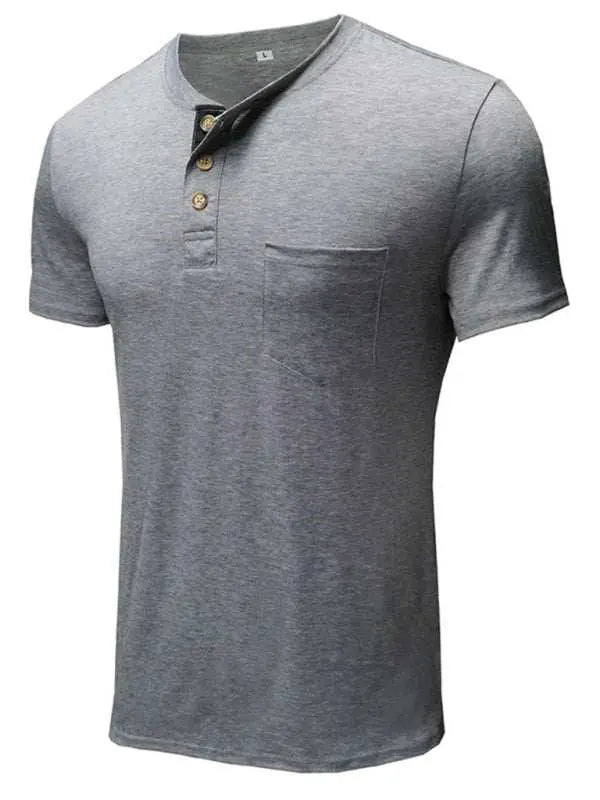 MENLL Blue Henley Shirt Men's Casual Everyday Top Versatile & Breathable by MENLL