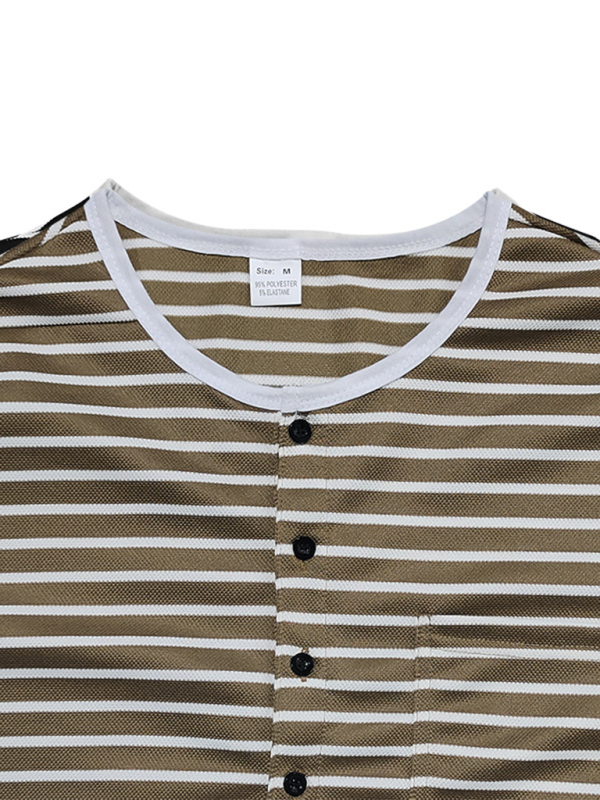 Cozy Autumn Striped Long Sleeve Henley Tee for Effortless Style and Comfort