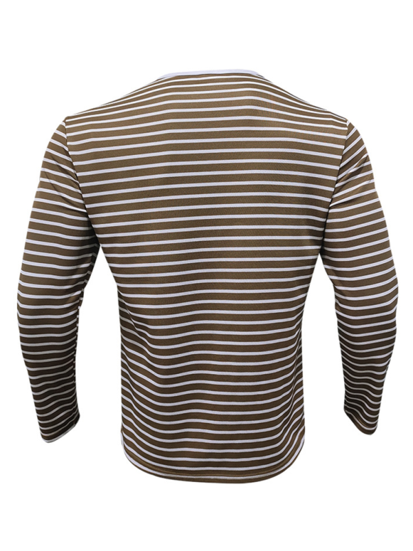 Cozy Autumn Striped Long Sleeve Henley Tee for Effortless Style and Comfort