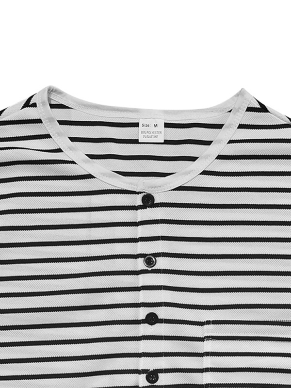 Cozy Autumn Striped Long Sleeve Henley Tee for Effortless Style and Comfort