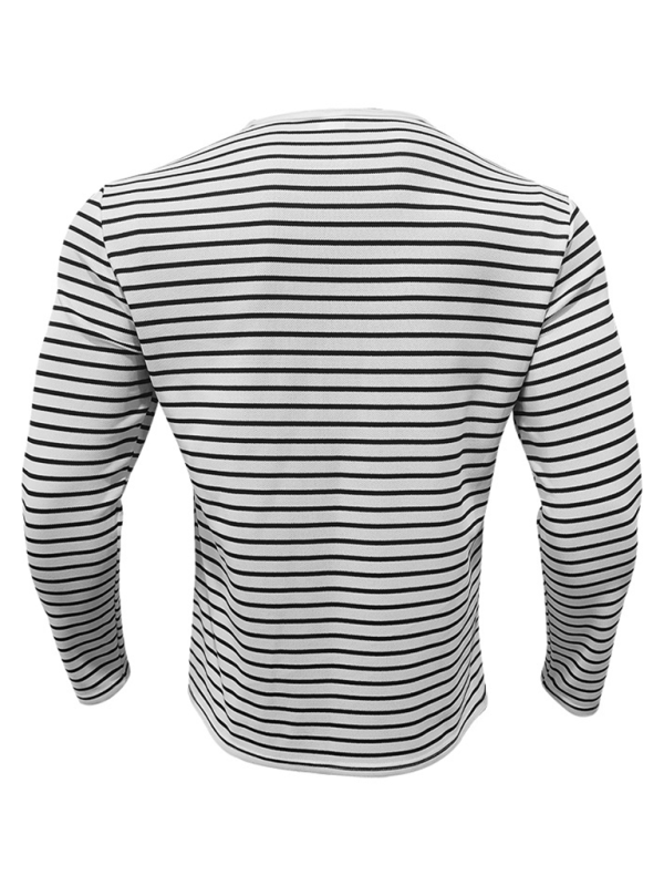 Cozy Autumn Striped Long Sleeve Henley Tee for Effortless Style and Comfort
