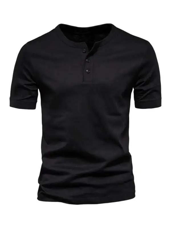 Elevate Your Wardrobe: Henry Slim Fit Crewneck Short Sleeve T-Shirt for Men - MENLL