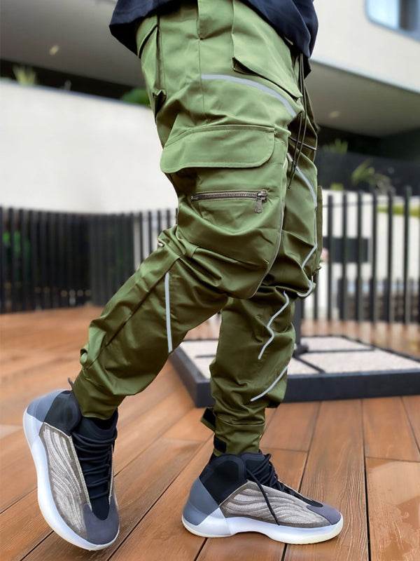 Stylish Men's Loose-Fit Multi-Pocket Cargo Pants for Effortless Street Style - MENLL