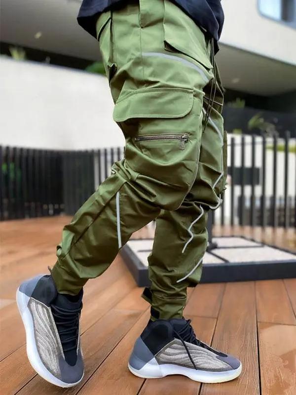 Stylish Men's Loose-Fit Multi-Pocket Cargo Pants for Effortless Street Style - MENLL