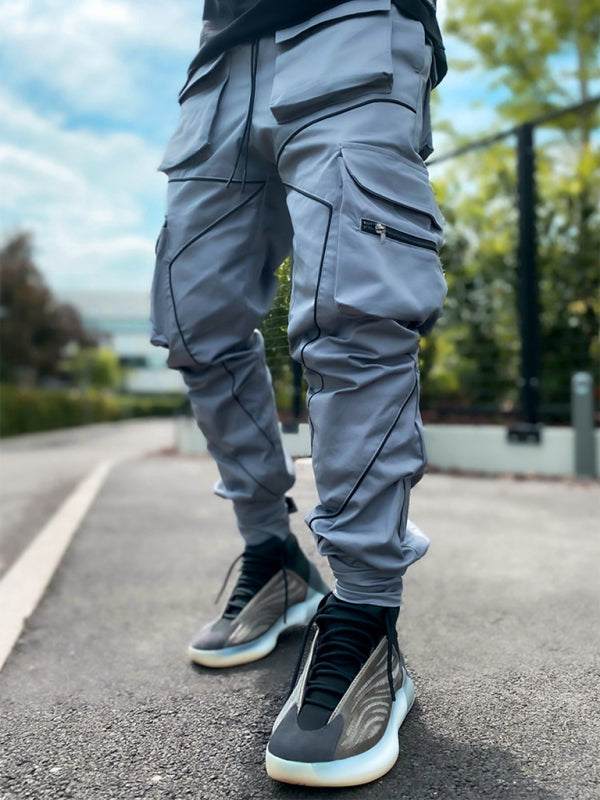 Stylish Men's Loose-Fit Multi-Pocket Cargo Pants for Effortless Street Style - MENLL