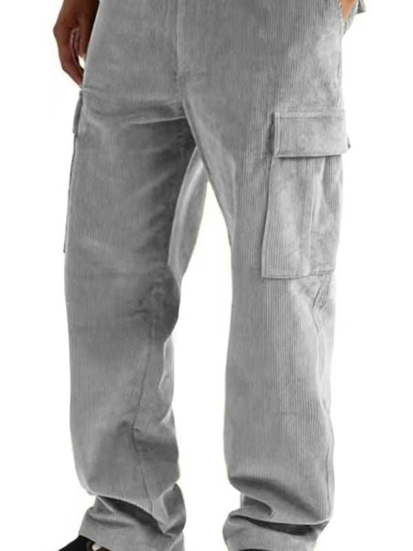 Versatile Corduroy Multi-Pocket Straight-Leg Trousers for Men – Casual Comfort Meets Stylish Functionality - MENLL