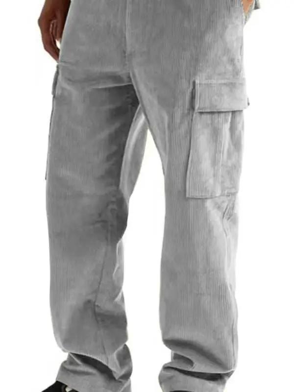 Versatile Corduroy Multi-Pocket Straight-Leg Trousers for Men – Casual Comfort Meets Stylish Functionality - MENLL