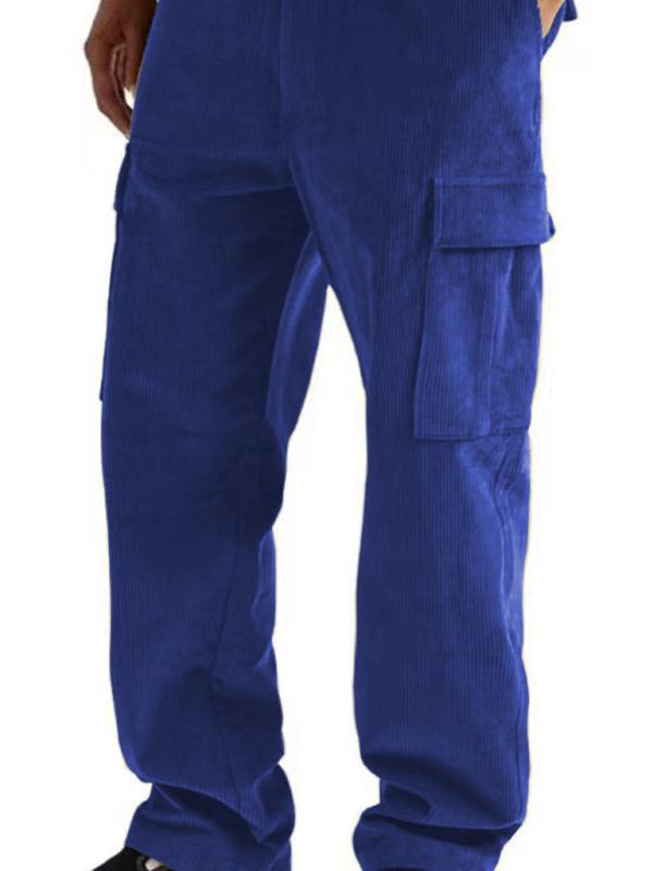 Versatile Corduroy Multi-Pocket Straight-Leg Trousers for Men – Casual Comfort Meets Stylish Functionality - MENLL