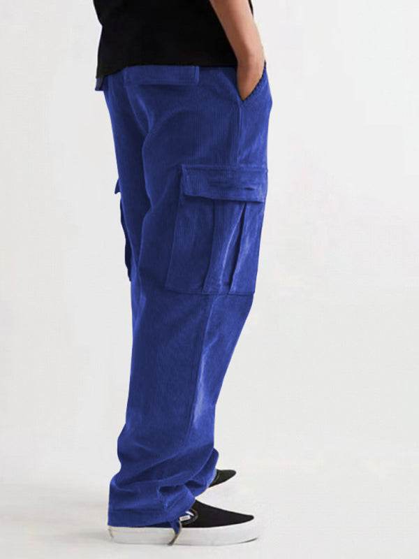 Versatile Corduroy Multi-Pocket Straight-Leg Trousers for Men – Casual Comfort Meets Stylish Functionality - MENLL