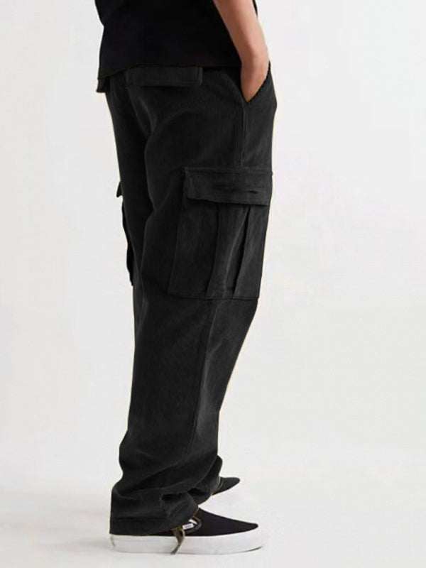 Versatile Corduroy Multi-Pocket Straight-Leg Trousers for Men – Casual Comfort Meets Stylish Functionality - MENLL