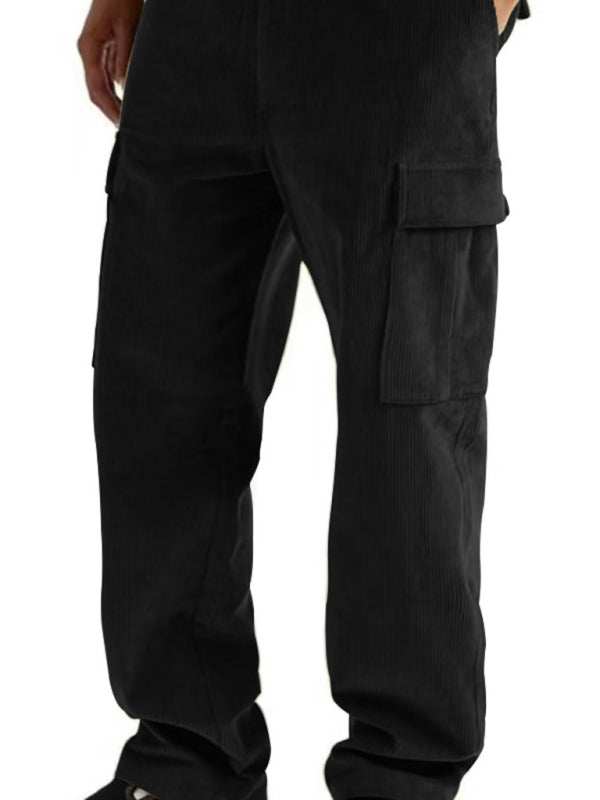 Versatile Corduroy Multi-Pocket Straight-Leg Trousers for Men – Casual Comfort Meets Stylish Functionality - MENLL