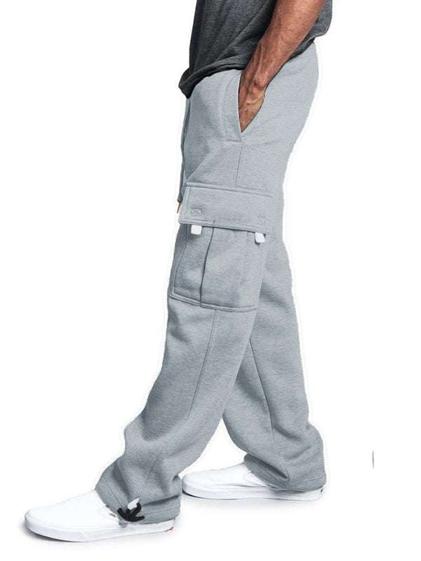 Versatile Men's Comfortable Cargo Pants with Elastic Waist and Multi-Pockets - MENLL