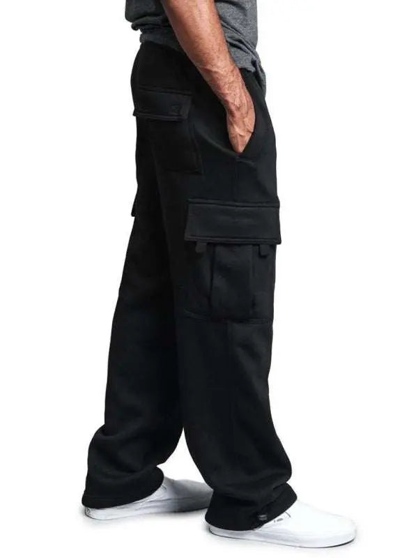 Versatile Men's Comfortable Cargo Pants with Elastic Waist and Multi-Pockets - MENLL