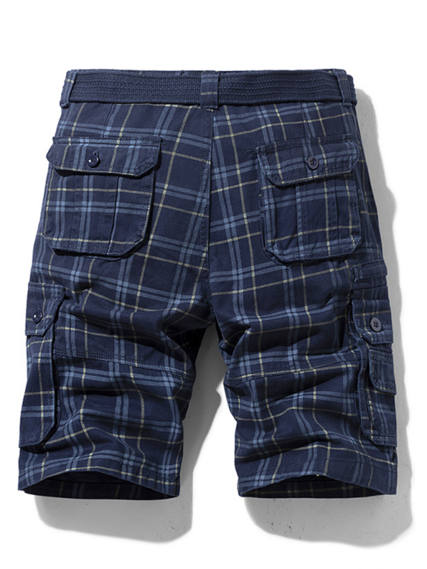 Stylish Men's Plaid Sports Shorts - Slim Fit, Multi-Pocket Casual Wear for Spring & Summer - MENLL