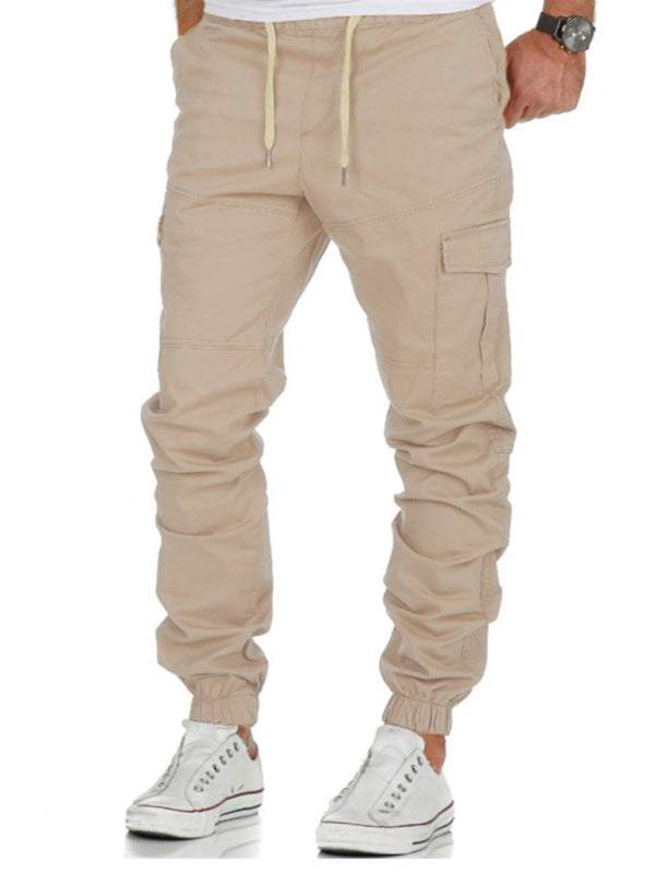 Chic Men’s Drawstring Cargo Trousers with Flap Pockets – Perfect Blend of Comfort and Style! - MENLL