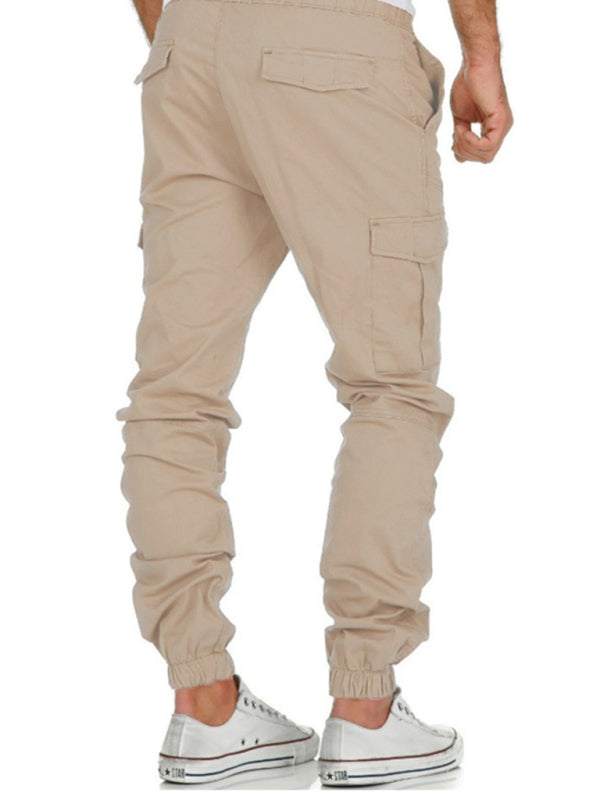 Chic Men’s Drawstring Cargo Trousers with Flap Pockets – Perfect Blend of Comfort and Style! - MENLL