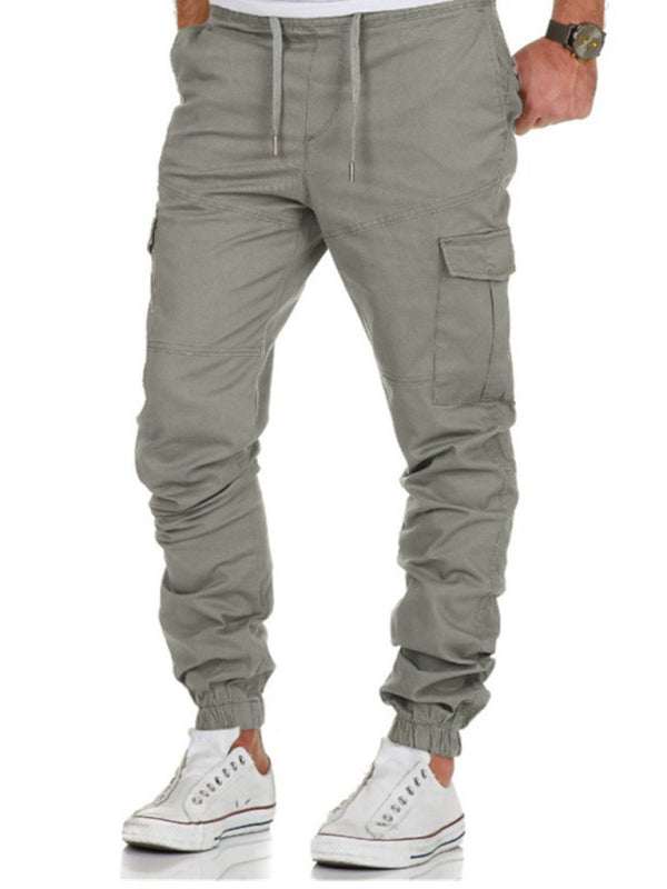 Chic Men’s Drawstring Cargo Trousers with Flap Pockets – Perfect Blend of Comfort and Style! - MENLL