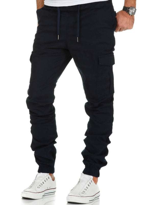 Chic Men’s Drawstring Cargo Trousers with Flap Pockets – Perfect Blend of Comfort and Style! - MENLL
