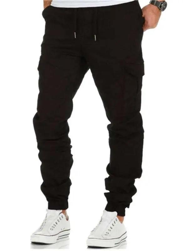 Chic Men’s Drawstring Cargo Trousers with Flap Pockets – Perfect Blend of Comfort and Style! - MENLL
