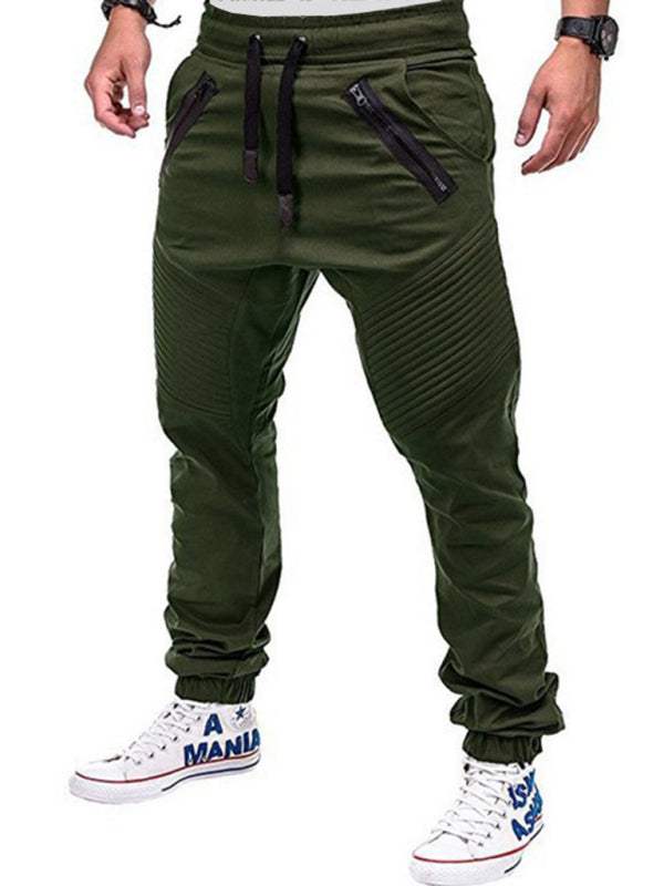 Stylish Men's Zipped Contrast Casual Trousers for Effortless Style and Comfort - MENLL