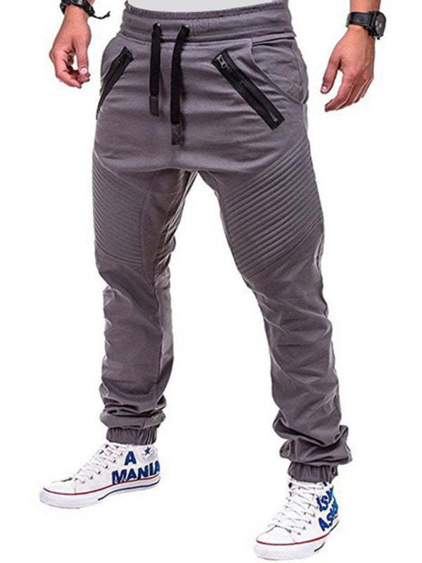 Stylish Men's Zipped Contrast Casual Trousers for Effortless Style and Comfort - MENLL