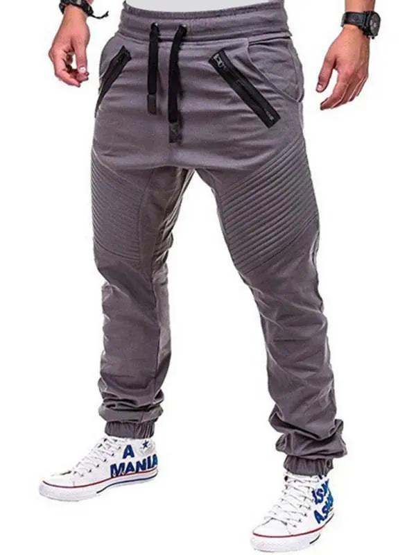 Stylish Men's Zipped Contrast Casual Trousers for Effortless Style and Comfort - MENLL