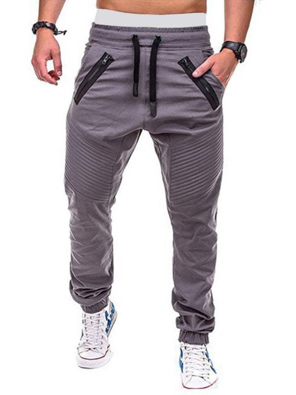Stylish Men's Zipped Contrast Casual Trousers for Effortless Style and Comfort - MENLL