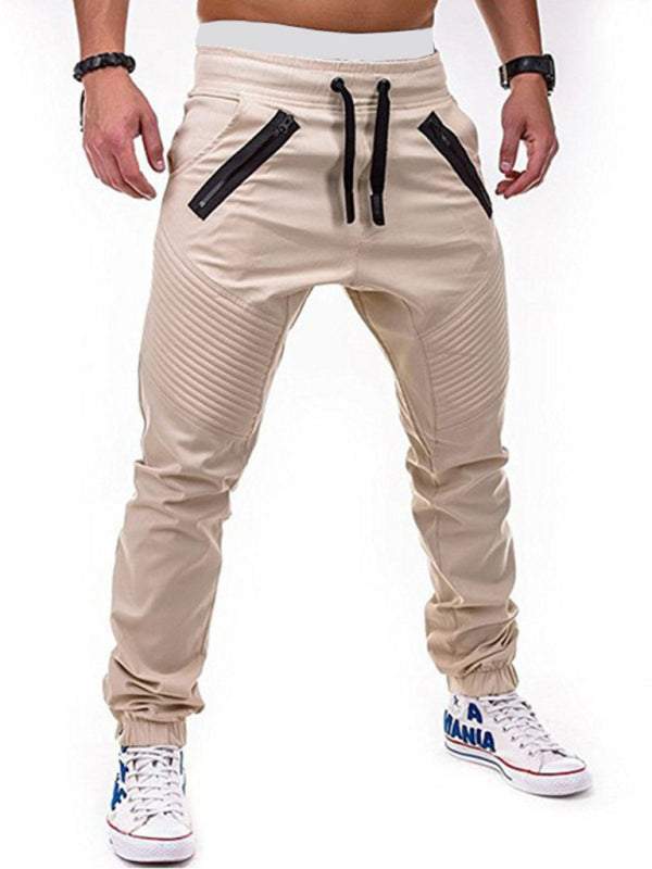 Stylish Men's Zipped Contrast Casual Trousers for Effortless Style and Comfort - MENLL