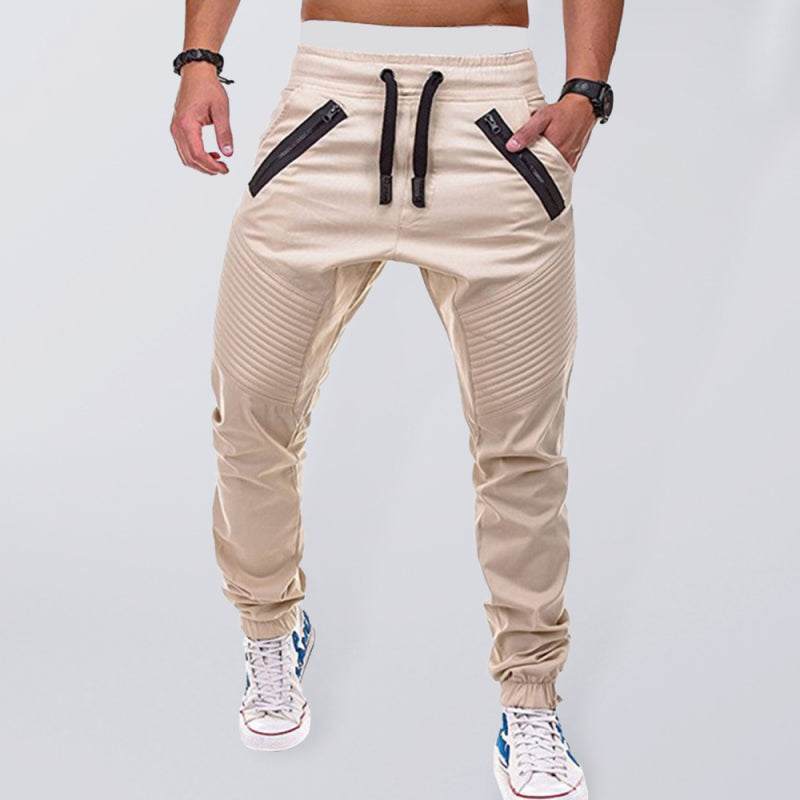Stylish Men's Zipped Contrast Casual Trousers for Effortless Style and Comfort - MENLL