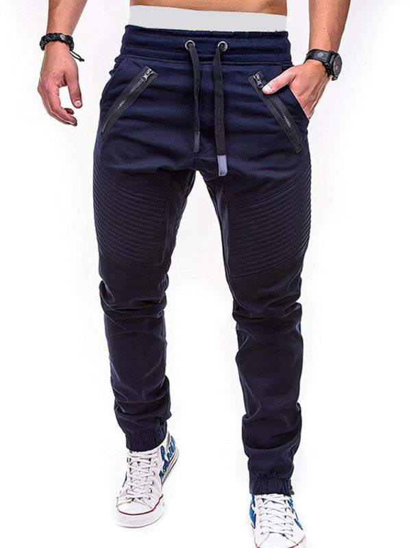 Stylish Men's Zipped Contrast Casual Trousers for Effortless Style and Comfort - MENLL