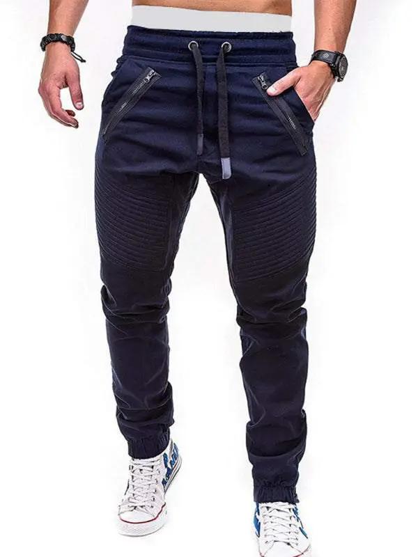 Stylish Men's Zipped Contrast Casual Trousers for Effortless Style and Comfort - MENLL