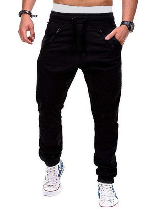 Stylish Men's Zipped Contrast Casual Trousers for Effortless Style and Comfort - MENLL
