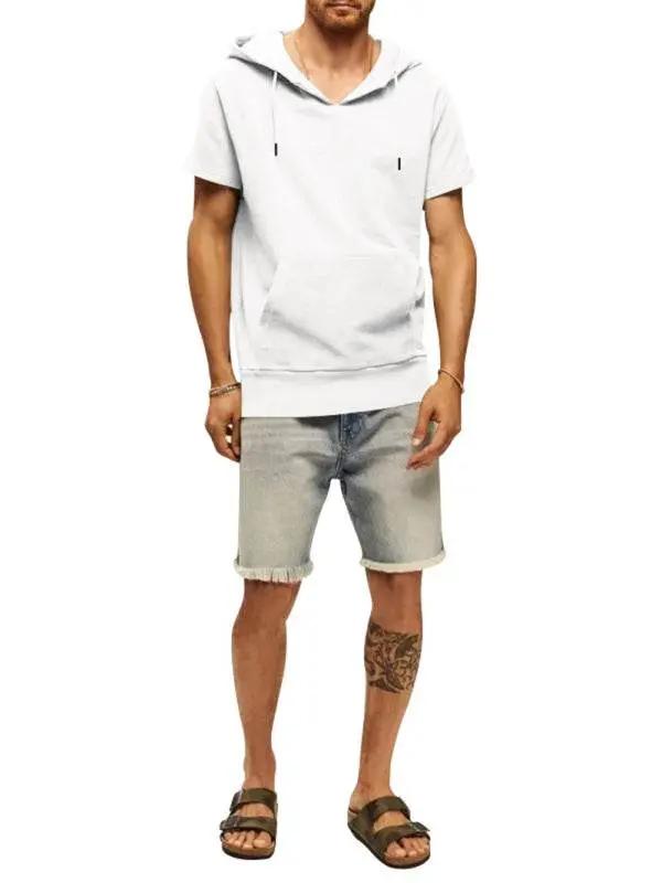 Versatile Men's Hooded Short-Sleeved Knitted T-Shirt for Casual Comfort and Style - MENLL