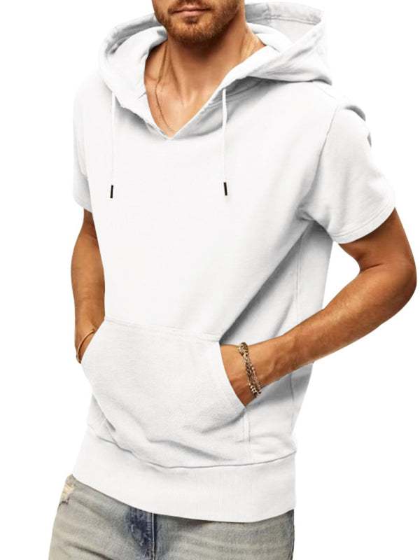 Versatile Men's Hooded Short-Sleeved Knitted T-Shirt for Casual Comfort and Style