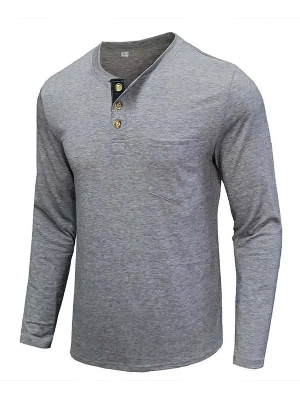 Stylish Men's Long-Sleeved Solid Color T-Shirt - Comfortable Bottoming Shirt for Autumn-Winter Casual Wear - MENLL