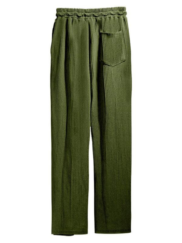 Effortless Elegance: High-Waisted Wide-Leg Striped Trousers for Men - MENLL