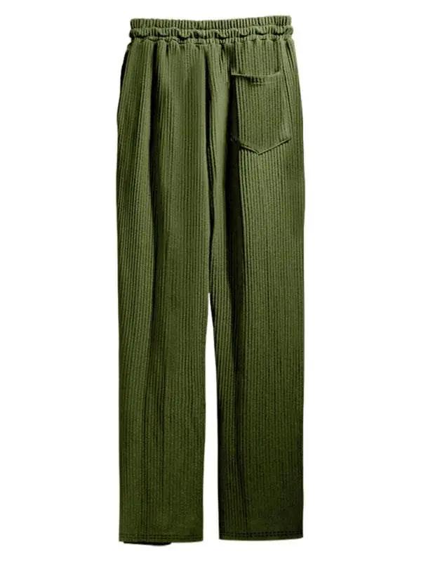 Effortless Elegance: High-Waisted Wide-Leg Striped Trousers for Men - MENLL