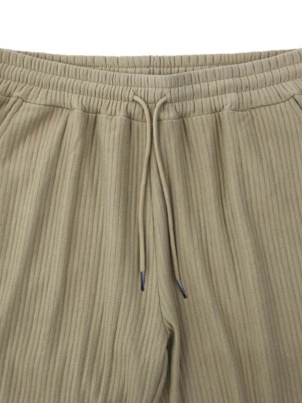 Effortless Elegance: High-Waisted Wide-Leg Striped Trousers for Men - MENLL