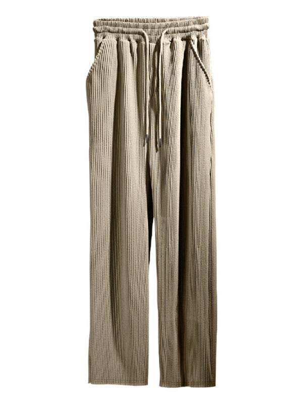 Effortless Elegance: High-Waisted Wide-Leg Striped Trousers for Men - MENLL