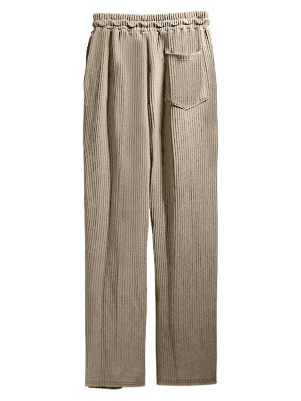 Effortless Elegance: High-Waisted Wide-Leg Striped Trousers for Men - MENLL