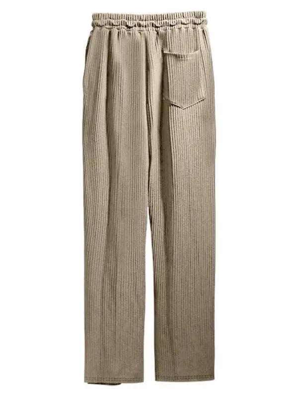 Effortless Elegance: High-Waisted Wide-Leg Striped Trousers for Men - MENLL