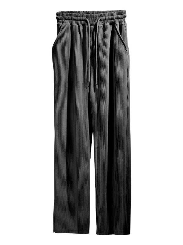 Effortless Elegance: High-Waisted Wide-Leg Striped Trousers for Men - MENLL