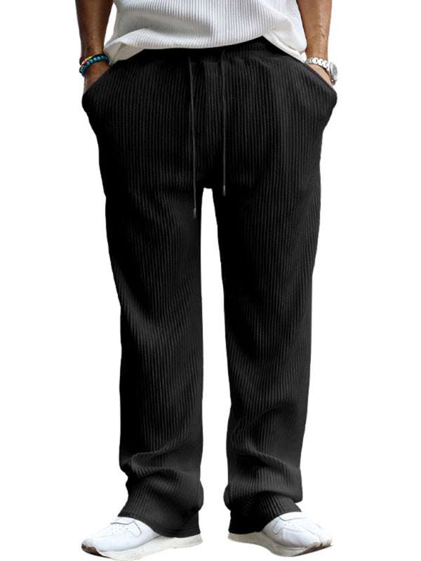 Effortless Elegance: High-Waisted Wide-Leg Striped Trousers for Men - MENLL