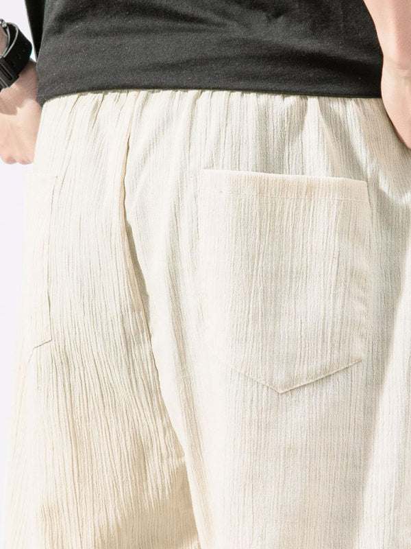 Men's Casual Comfort Woven Harem Pants in Cotton-Linen Blend - MENLL