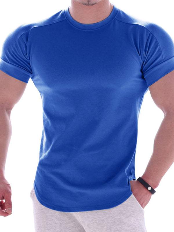 Revitalizing Quick-Dry Elastic Fit Sports Tee - Trendy Round Neck Short Sleeve