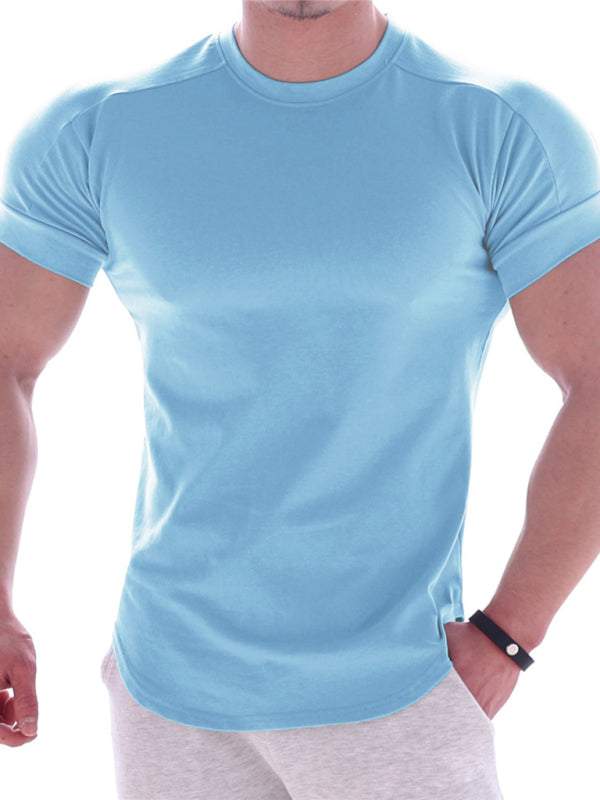 Revitalizing Quick-Dry Elastic Fit Sports Tee - Trendy Round Neck Short Sleeve
