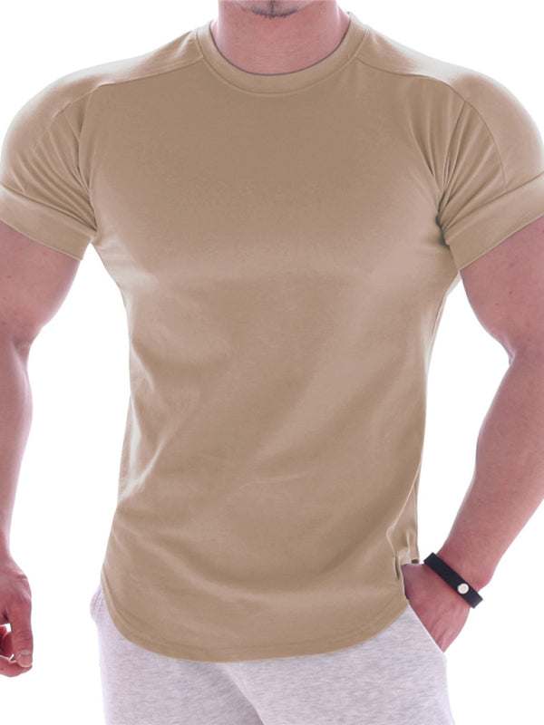 Revitalizing Quick-Dry Elastic Fit Sports Tee - Trendy Round Neck Short Sleeve