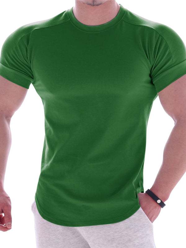 Revitalizing Quick-Dry Elastic Fit Sports Tee - Trendy Round Neck Short Sleeve