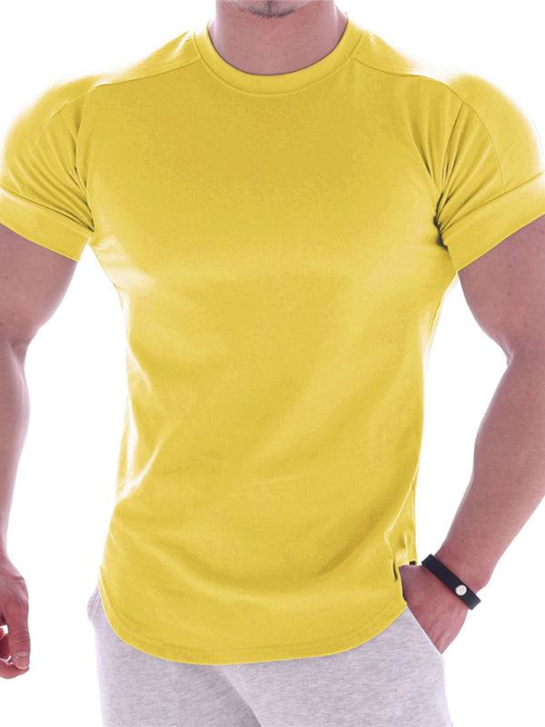 Revitalizing Quick-Dry Elastic Fit Sports Tee - Trendy Round Neck Short Sleeve