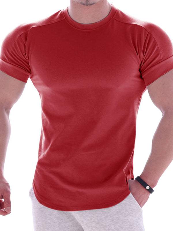 Revitalizing Quick-Dry Elastic Fit Sports Tee - Trendy Round Neck Short Sleeve